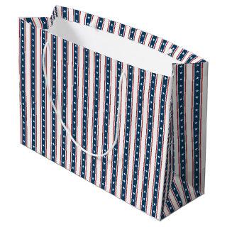 American Patriotic Stars and Stripes Pattern Large Gift Bag