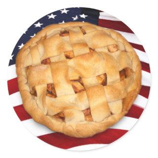 American Pie (Apple Pie with American Flag) Classic Round Sticker