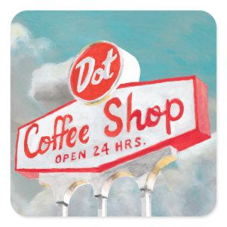 American Roadside | Coffee Shop Sign Square Sticker