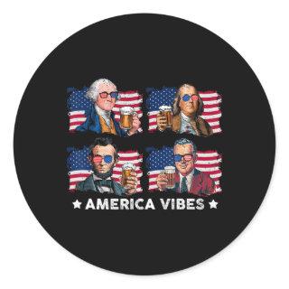 American Vibes Drankin Us Flag 4th Of July George  Classic Round Sticker