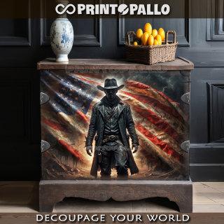American western outlaw cowboy hero with flag tissue paper