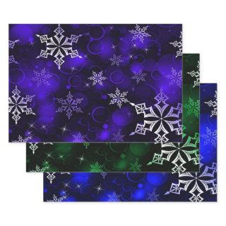 Amethyst Emerald & Royal Blue Snowflake Pattern  Sheets