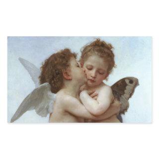 Amor and Psyche as Children /Angels First Kiss Rectangular Sticker