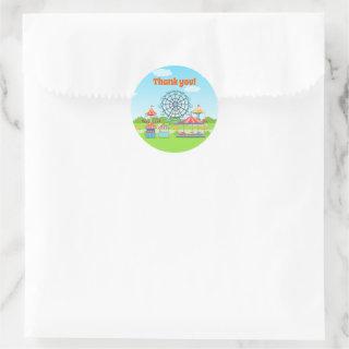 Amusement Park Funfair Childs Birthday Party Classic Round Sticker