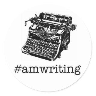 #amwriting classic round sticker