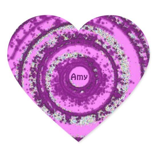 AMY ~ Purple Silver Pattern ~ Personalized Valenti Heart Sticker