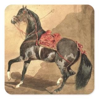 An Arabian Horse (w/c laid down on paper) Square Sticker