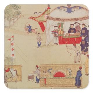 An archery contest, late 18th century square sticker