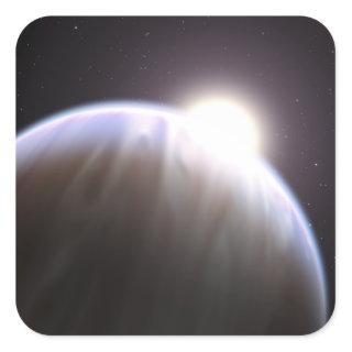 An extrasolar planet with its parent star square sticker