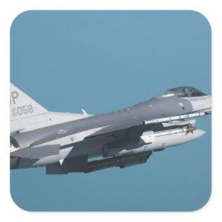 An F-16 Fighting Falcon in flight Square Sticker