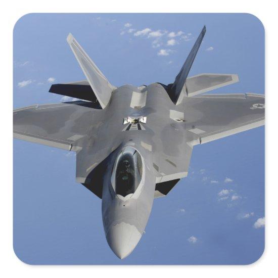 An F-22 Raptor moves into position to receive f 2 Square Sticker