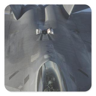 An F-22 Raptor moves into position to receive f Square Sticker