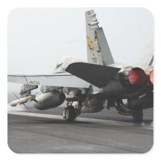 An F/A-18C Hornet launches from the flight deck 2 Square Sticker