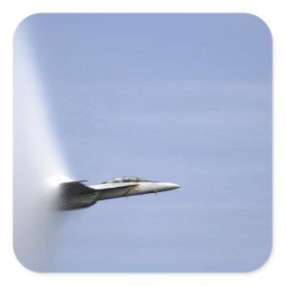 An F/A-18E Super Hornet reaches the speed of so Square Sticker