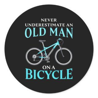 An Old Man On A Bicycle Classic Round Sticker