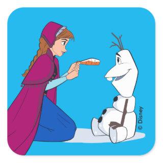 Ana Giving Olaf Carrot Nose Square Sticker