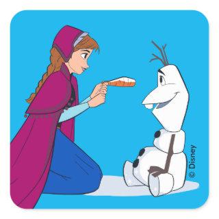 Ana Giving Olaf Carrot Nose Square Sticker