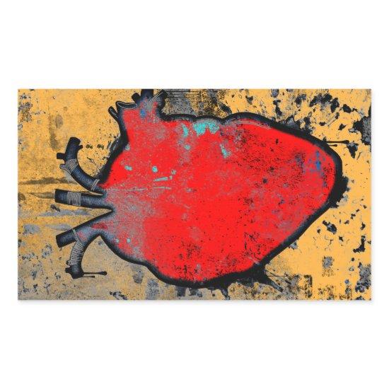 anatomical heart rectangular sticker