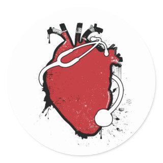 anatomical heart stethoscope classic round sticker