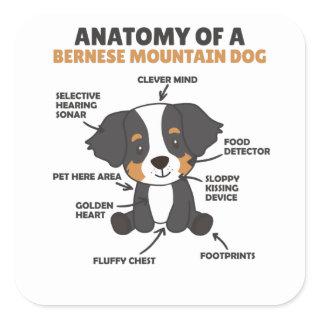 Anatomy Of A Bernese Mountain Dog Cute Dogs Puppy Square Sticker