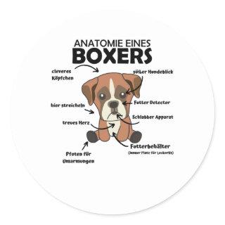 Anatomy Of A Boxer Sweet Dog Puppy Classic Round Sticker