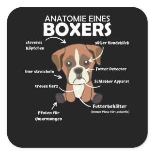 Anatomy Of A Boxer Sweet Dog Puppy Square Sticker