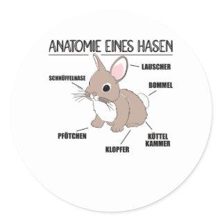 Anatomy Of A Bunny Funny Knob Explanation Classic Round Sticker