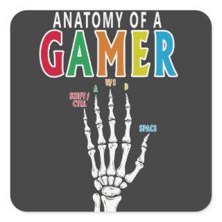 Anatomy Of A Gamer Skeleton Hand Funny  Sticker