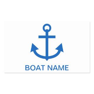 Anchor Blue Personalized Your Boat Name Rectangular Sticker