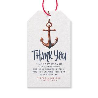 Anchor Nautical Blue and Red Baby Shower Thank You Gift Tags
