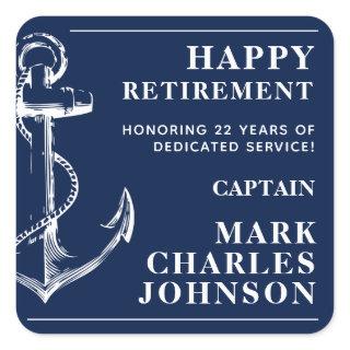 Anchor Navy Retirement Square Sticker