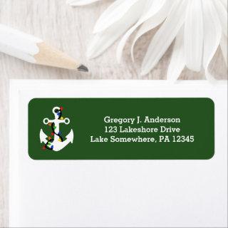 Anchor with Christmas Lights Return Address Label