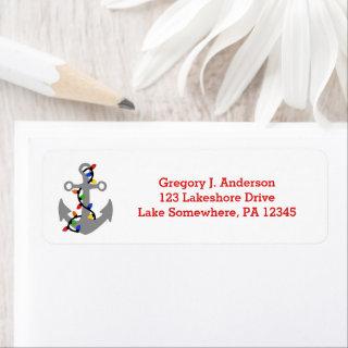 Anchor with Christmas Lights Return Address Label