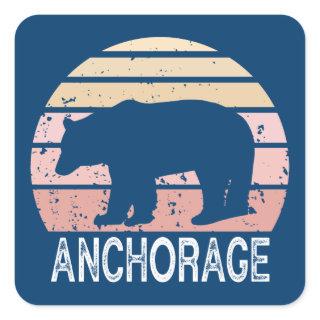 Anchorage Alaska Retro Bear Square Sticker