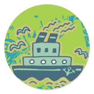 Anchors Away Tugboat Tshirts and GIfts Classic Round Sticker