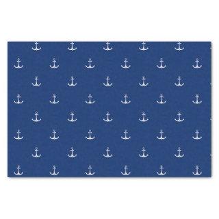 Anchors on Navy Blue Background Nautical Theme  Tissue Paper