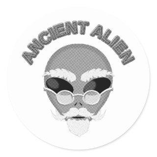 Ancient Alien Head Newsprint Classic Round Sticker