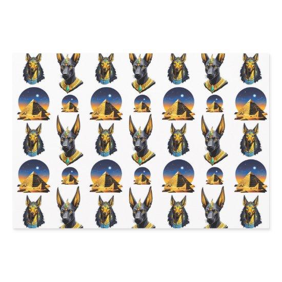 Ancient Egypt Pyramid Anubis Pattern Design   Sheets