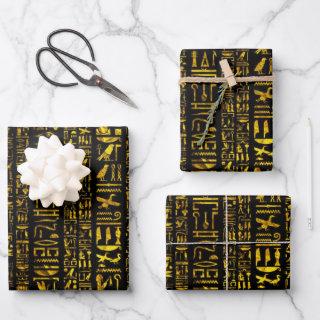Ancient Egyptian hieroglyphs gold black decoupage  Sheets
