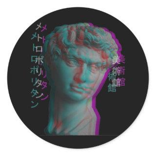 Ancient Greek Sculpture Vaporwave Statue Head Classic Round Sticker