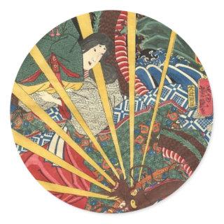 Ancient Japanese Dragon Painting circa 1860's Classic Round Sticker