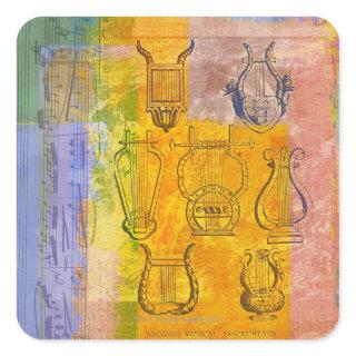 Ancient Musical Instruments Square Sticker