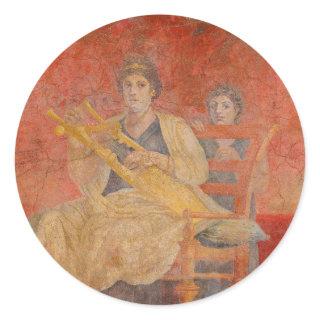 Ancient Roman Pompeii Neighbor Fresco Musician Art Classic Round Sticker