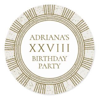 Ancient Rome Birthday Party with stone elements Classic Round Sticker