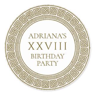 Ancient Rome Birthday Party with stone elements Classic Round Sticker