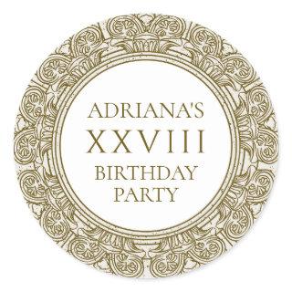 Ancient Rome Birthday Party with stone elements Classic Round Sticker