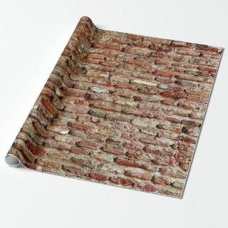 Ancient Textured Brick Wall of Lal Killa Indiaaged