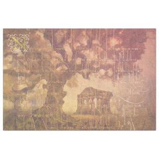 Ancient Tree, Ruins and Calligraphy Tissue Paper