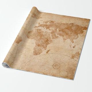 Ancient vintage world map illustrationmap, world