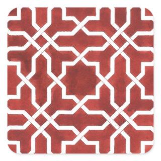 Andalusian red mosaic ALHAMBRA Square Sticker